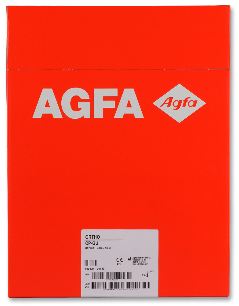 Медична рентгенівська плівка в аркушах Agfa Ortho CP-GU M NIF 30х40, №100 аркушів